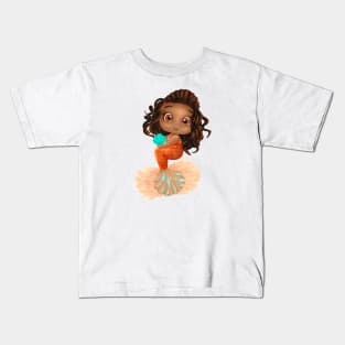 Mermaid, Black Girl Mermaid, African American Mermaid Kids T-Shirt